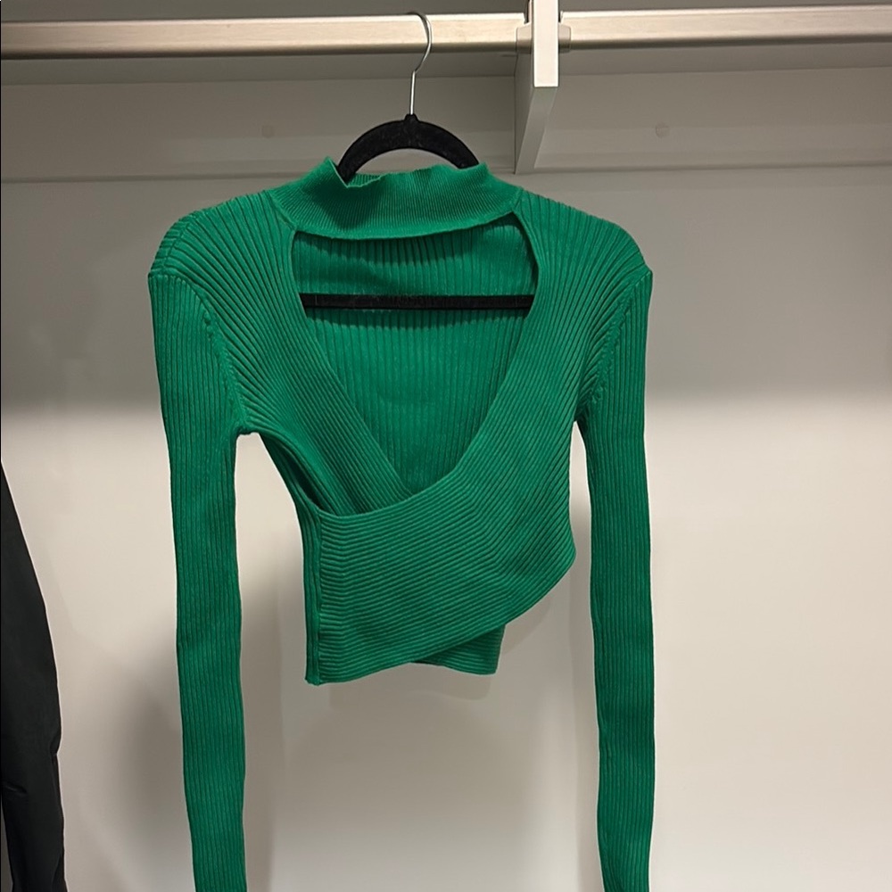 Zara Emerald Ribbed Knit Top/Sweater